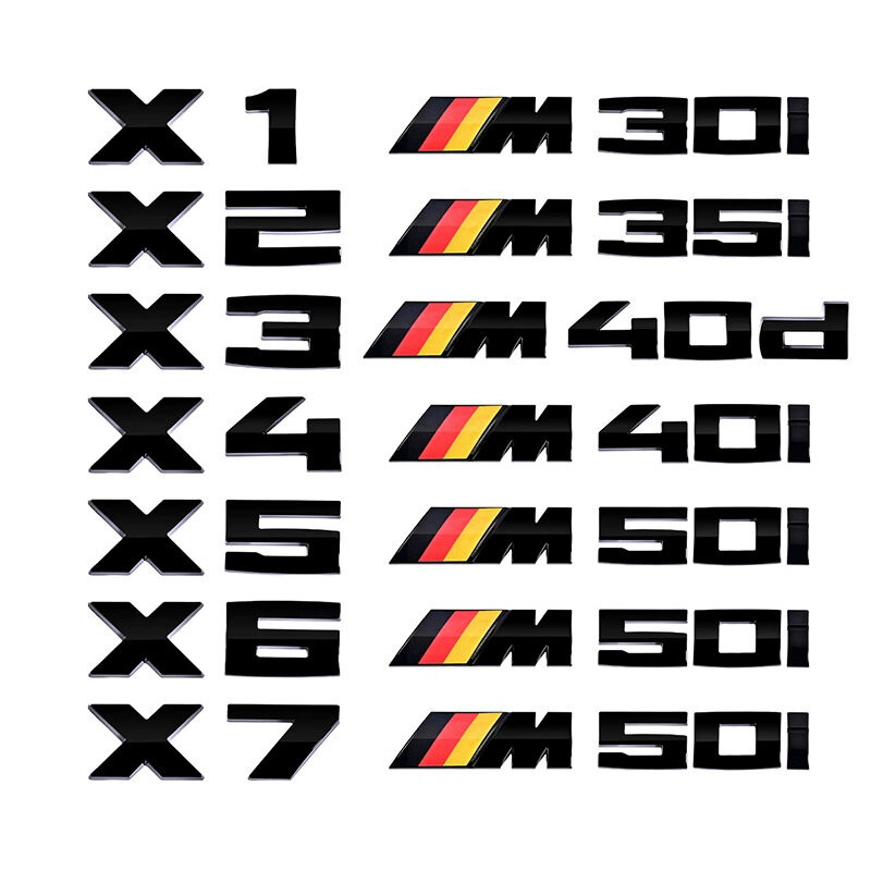 สําหรับ BMW X1X2 X3X4 X5X6X7 โลโก้ M35i M40i M50i M40d M30i ตราสัญลักษณ์ธงเยอรมันสีตัวอักษรป้ายสติกเ