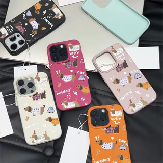 สุนัข เคสไอโฟน15 สำหรับ IPhone 7 12 11 13 16 14 Pro Max XS XR X 7Plus 8Plus Max 7 14 8 Plus SE แฟชั่น เปลือกหนังอ่อน