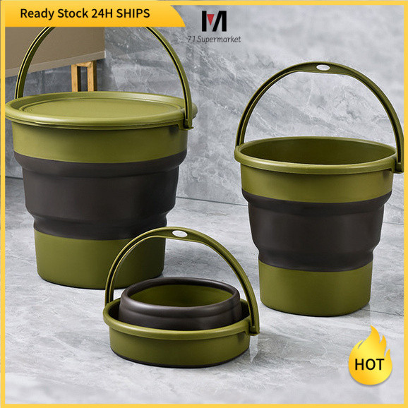 ถังพับได้-ภาชนะเก็บพับเก็บได้พลาสติกแบบพกพาเหมาะสําหรับน้ํากลางแจ้ง-เครื่องไล่, ตกปลา, ตั้งแคมป์, ล้างรถ, แช่เท้า (5ล/9ล/17ล)