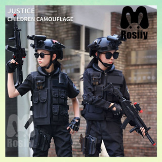 ชุดตำรวจเด็ก หน่วยคอมมานโด ชุดอาชีพเด็ก ชุดเด็กทหาร SWAT เคร…