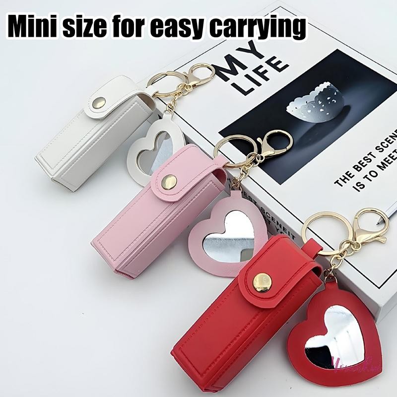 กระเป๋าเครื่องสำอางขนาดเล็ก พกพาสะดวก มีฝาครอบลิปสติกและกระจกเงาเล็กสำหรับใช้งานปรับแต่งหน้า