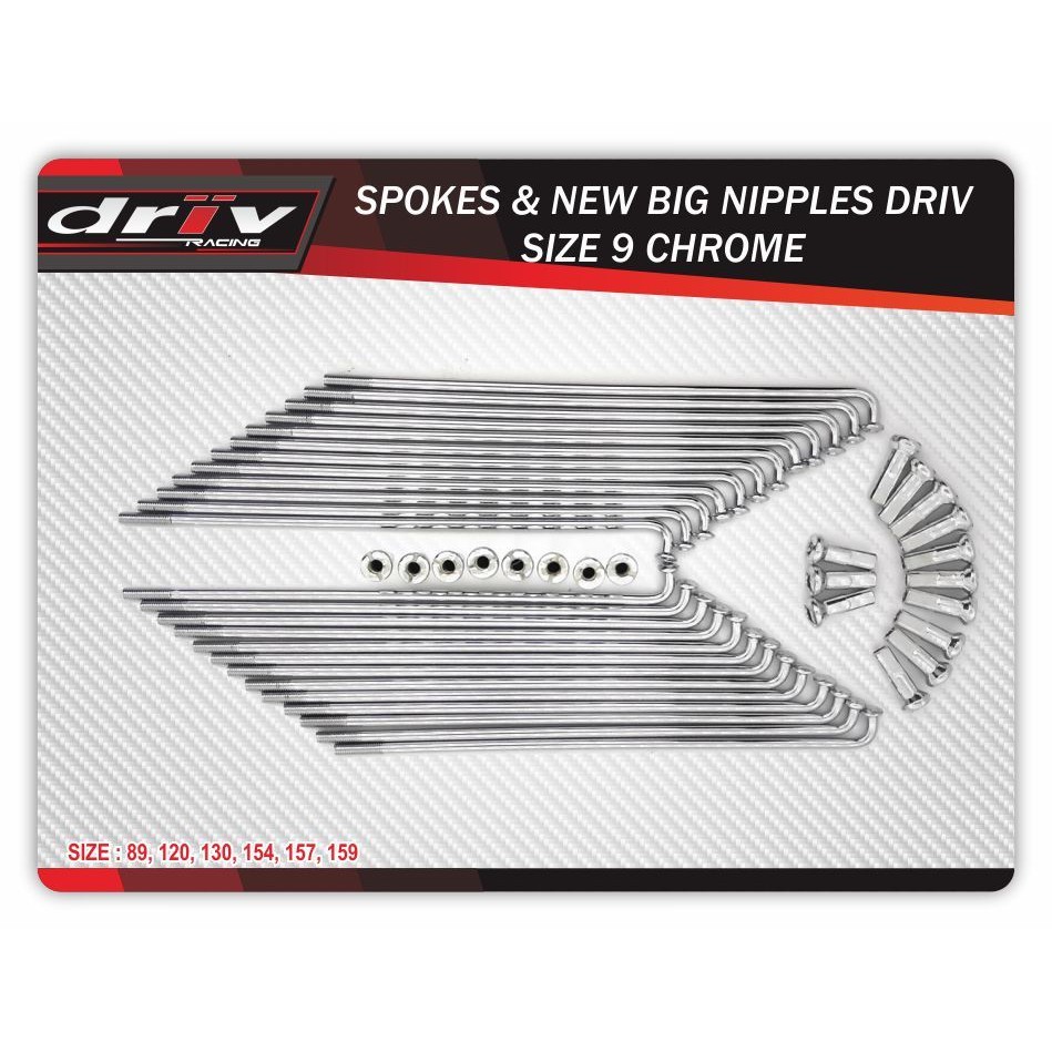 Spokes 9x89 120 130 154 157 159 164 172 Big หัวนม Chrome Drive
