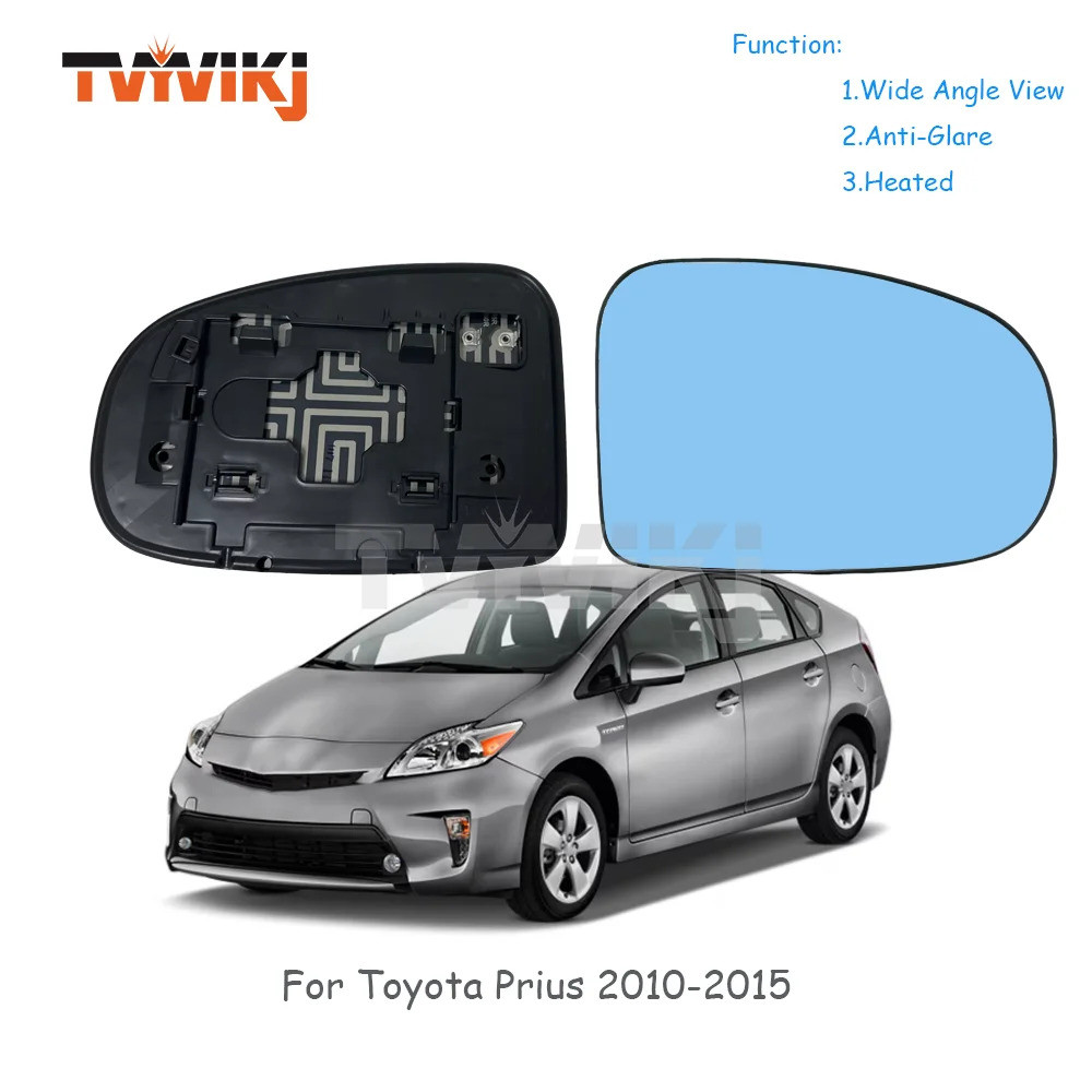 1 คู่ 2 ชิ้นอุ่นด้านข้างกระจกมองหลังเลนส์แก้วสีฟ้าสําหรับ Toyota Prius 2010-2015 มุมมองมุมกว้าง anti glare กระจกประตูรถ