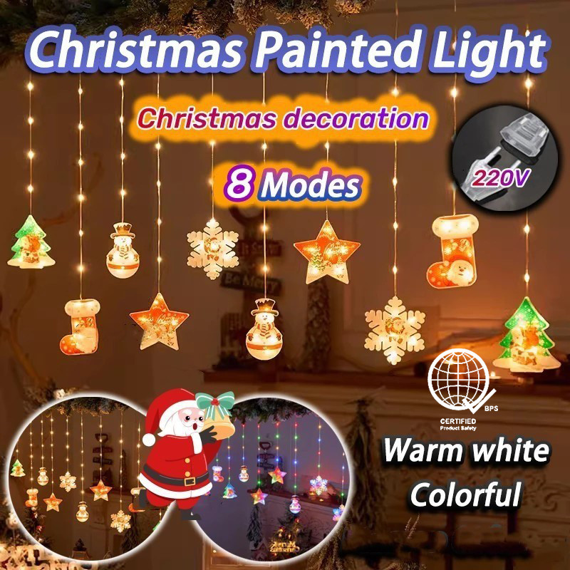 พร้อมสต็อก 3M Diwali ผ้าม่านกันน้ํา LED Lampu Starry Fairy Light Hari Raya Light 8 โหมด String Light