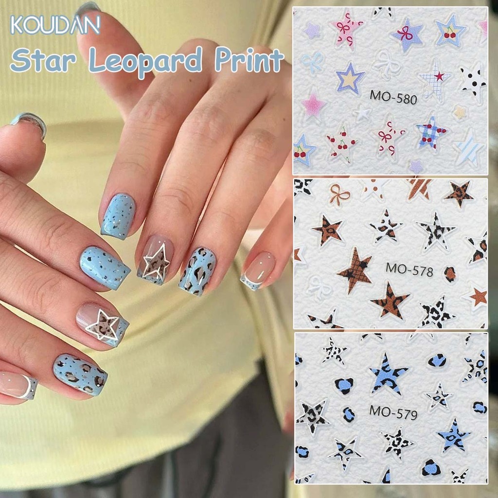 สติ๊กเกอร์ติดเล็บ ตกแต่งเล็บ ดาว เสือดาว การ์ตูนน่ารัก สีสันสดใส – โปรปัง
