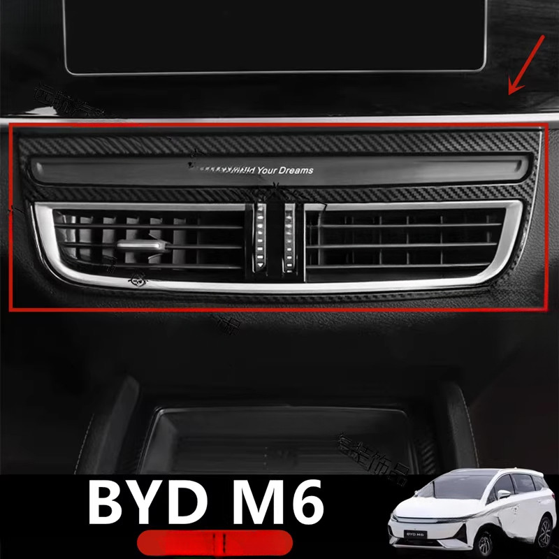 BYD M6 Central Navigation คาร์บอนไฟเบอร์ Air Outlet กรอบตกแต่ง