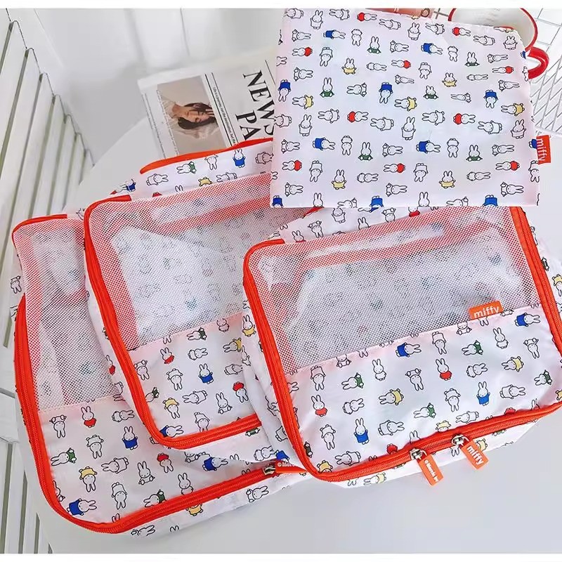 น่ารัก กระต่าย ถุงซักผ้า ชุด 4 ชิ้น - ที่เก็บของแบบพับได้ระบายอากาศได้สําหรับเดินทางและบ้าน - รูปที่ 5