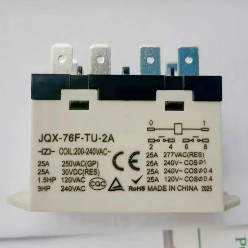 รีเลย์กําลังสูงขนาดเล็ก JQX-76F-TU-2A 220VAC 380-400VAC 25A RGF2OU700 RGF2OU900 6PIN JQX76FTU2A 6 ฟุ
