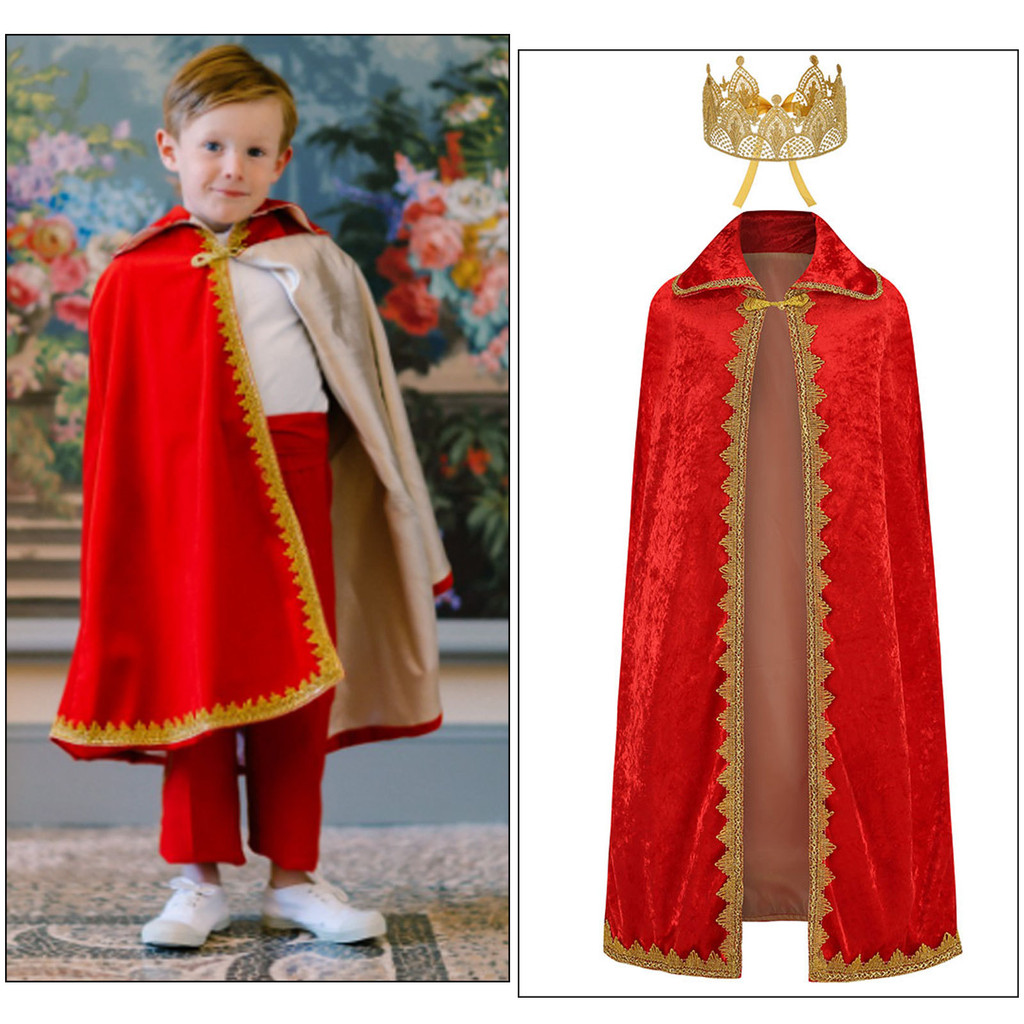 Ins Halloween Christmas Prince เครื่องแต่งกาย Carnival Children Double-layer King Cloak King Cloak C