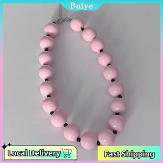 สไตล์เกาหลี Y2K สาวสร้อยคอลูกปัดสีชมพู Hotties สาว Cool ปรับ Collarbone Chain