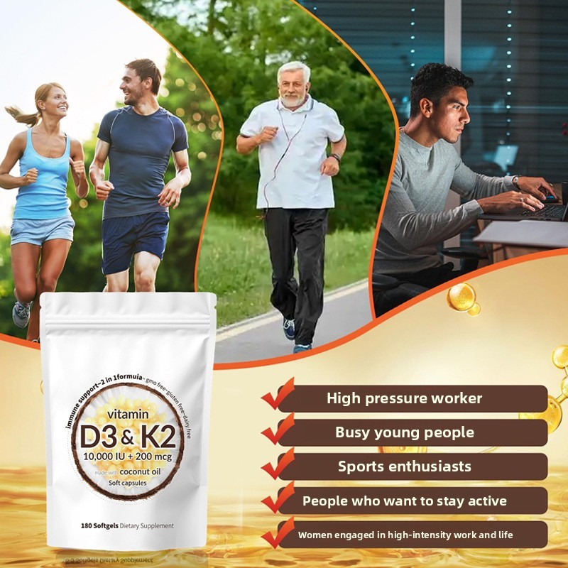 D3+K2 Bone & Heart Capsules - Calcium Absorption Booster - 3000IU วิตามินดี