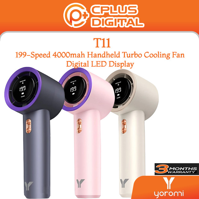 YORMI T11 199-Speed พัดลมมือถือ Turbo Cooling USB ชาร์จดิจิตอล LED พัดลมขนาดเล็กแบบพกพา