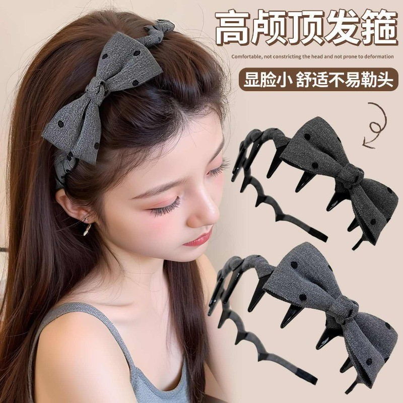 ที่คาดผมลายจุดโบว์สำหรับผู้หญิง แบบหัวโล้น สบายในการสวมใส่ทุกวัน มาพร้อมระบบป้องกันการเลื่อนและทำความสะอาดได้ง่าย