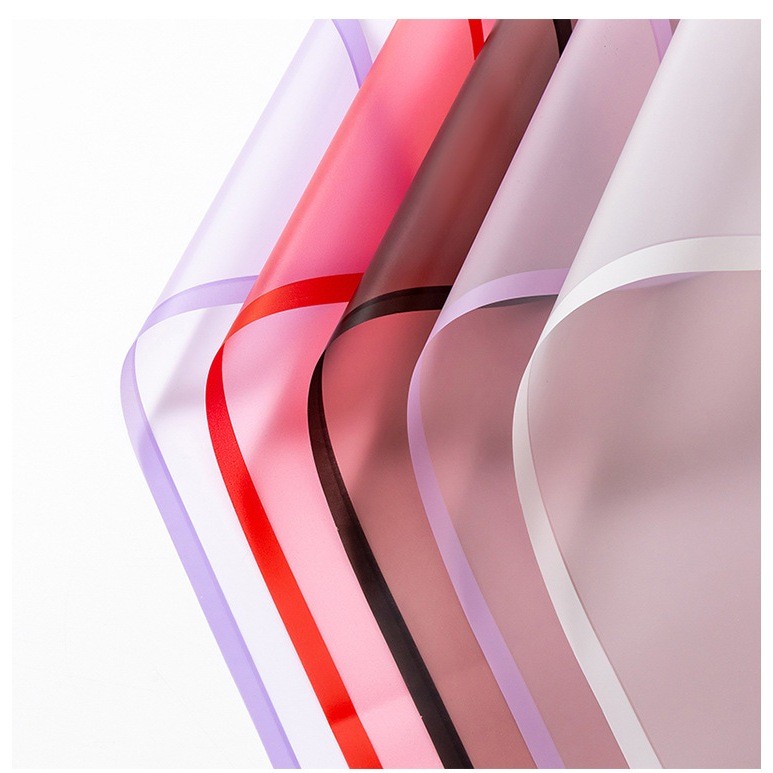 กระดาษเจลลี่ห่อดอกไม้ ใสขอบสี 20 แผ่น สไตล์เกาหลี (พร้อมส่ง) วัสดุกันน้ำ ใช้ได้กับดอกไม้สดและดอกไม้ประดิษฐ์