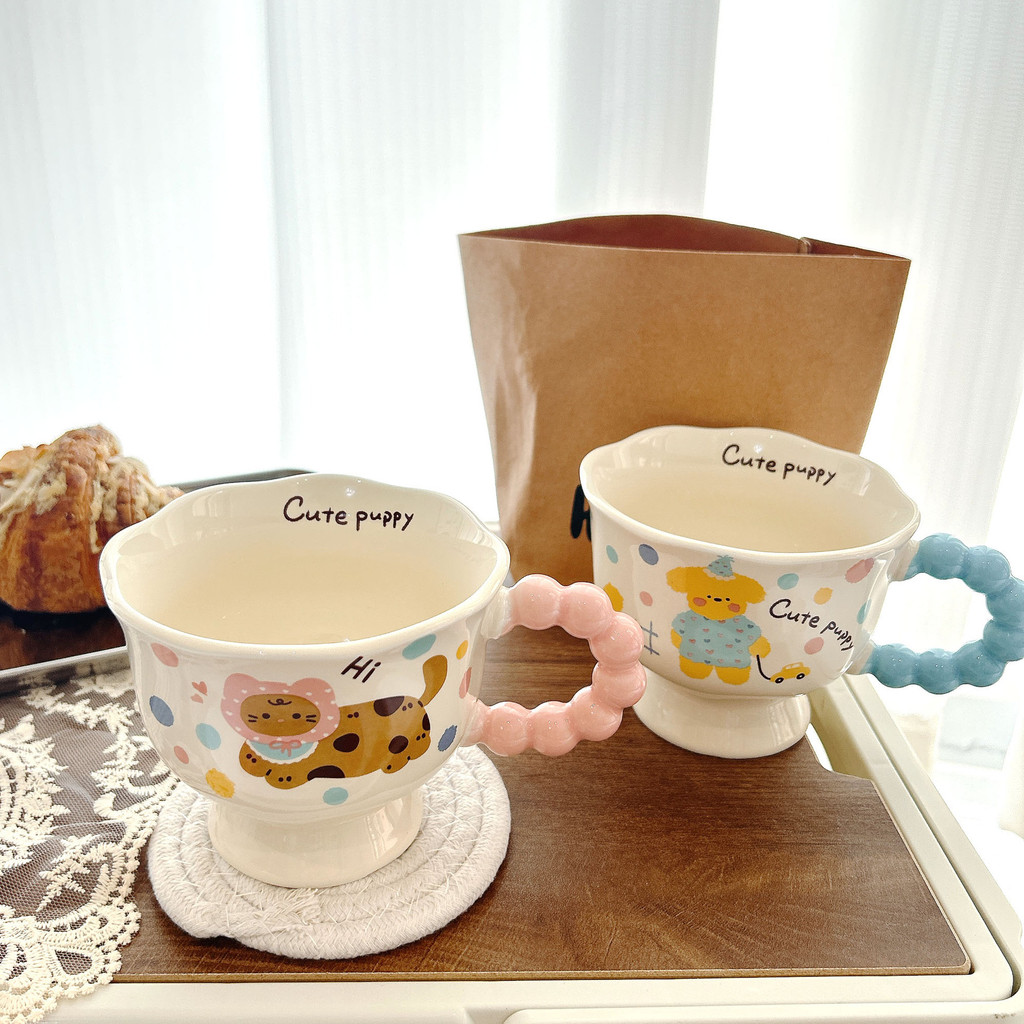 แก้วเซรามิกลายการ์ตูนแมวน่ารัก พร้อมที่จับ ดีไซน์เก๋ ความจุ 400ml เหมาะสำหรับกาแฟ นม และของขวัญ