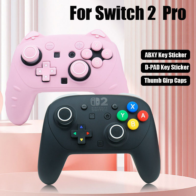 D-pad ปุ่มทิศทางข้ามชุดป้องกันสําหรับ Nintendo SWITCH Pro & SWITCH 2 Pro Controller ABXY Key สติกเกอร์จอยสติ๊ก Thumb Stick Grip ฝาครอบสําหรับ NS Pro Gamepad อุปกรณ์เสริม