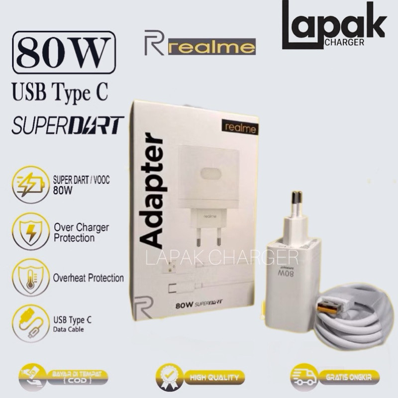 Realme 7 8 9 Pro 9 Pro+ 10 Pro+ 80W Super Dart Type C Charger ORIGINAL