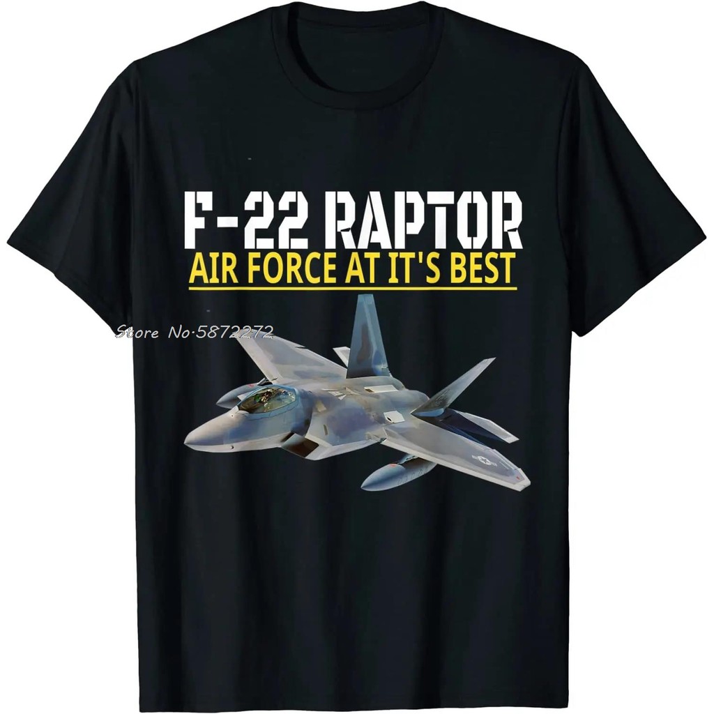 เสื้อยืดลาย Air Force F-22 Raptor Stealth Fighter ทำจากผ้าฝ้าย สบายๆ เหมาะสำหรับทั้งผู้ชายและผู้หญิง ใส่ออกกำลังกายหรือใช้งานในชีวิตประจำวัน