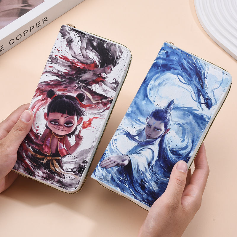 Nezha Ao Bing Long Wallet กระเป๋าโทรศัพท์มือถือ Multi-card Slot ความจุขนาดใหญ่ซิป Multi-function กระ