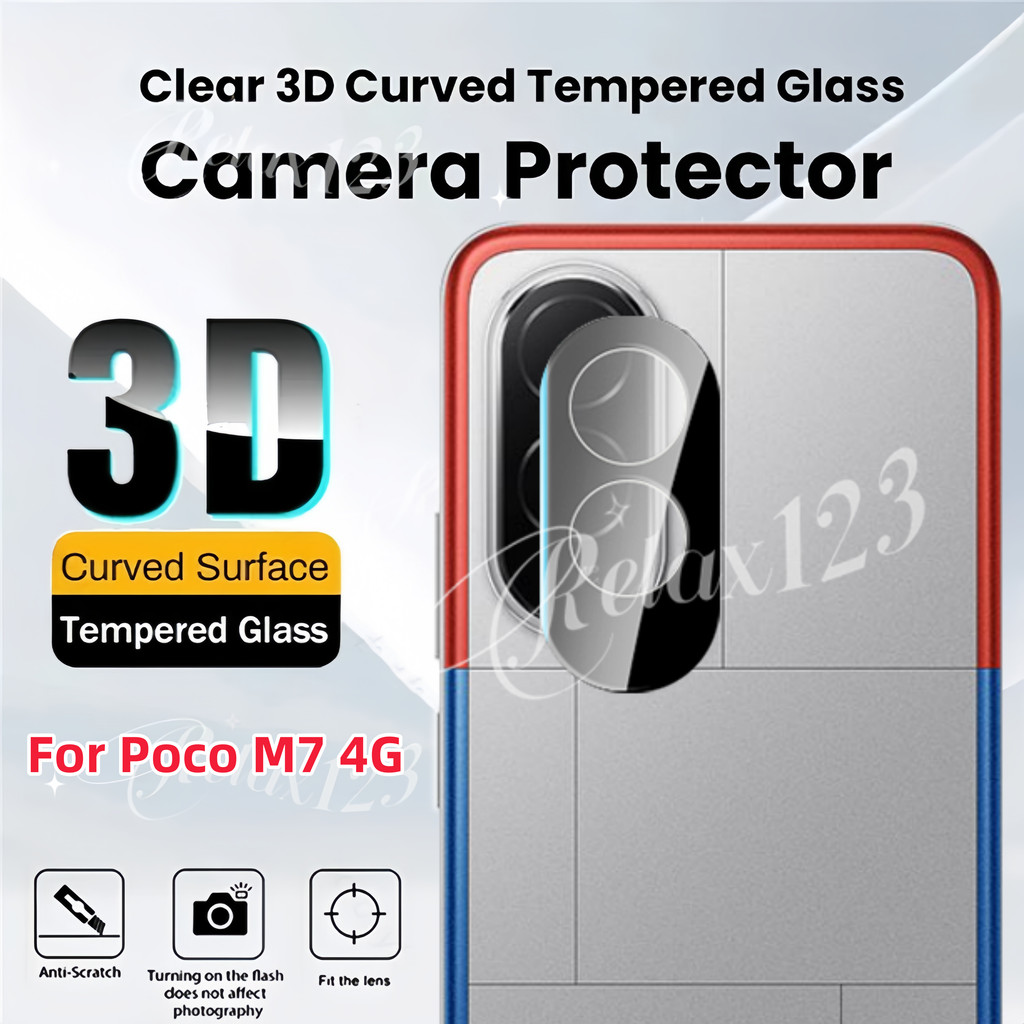 1/2/3PCSกล้องเลนส์ProtectorสําหรับPoco M7 4G 2025 3Dด้านหลังเลนส์กระจกนิรภัยฟิล์มสําหรับXiaomi Poco 