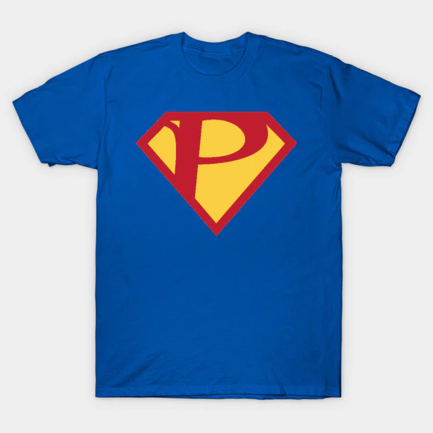 เสื้อยืด Vintage Superhero Symbol Letter P Cotton 100% Cotton