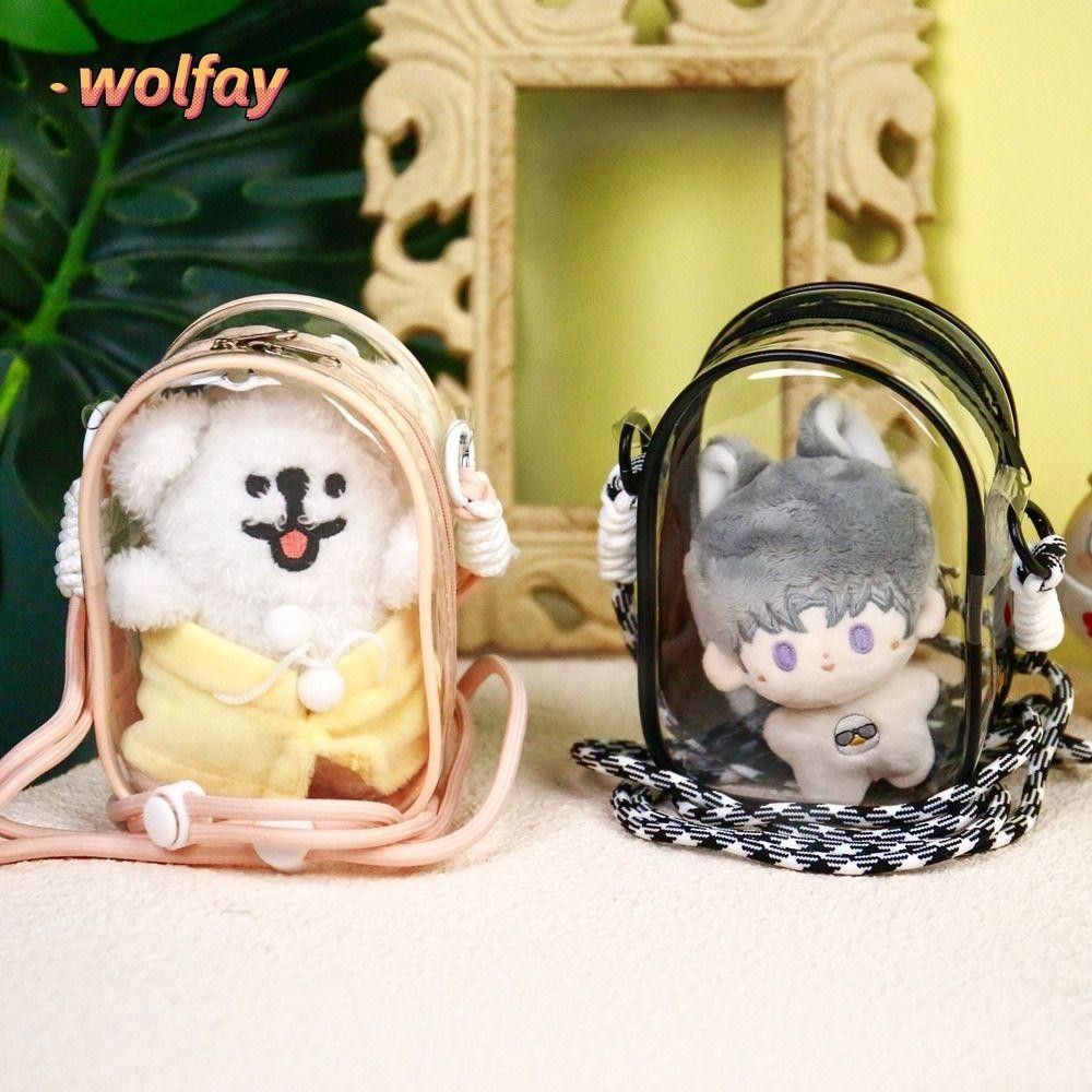 Wolfay Labubu Doll Bag, PVC Portable Labubu Protective Bag, with Shoulder Strap Multifunctional Dust Box