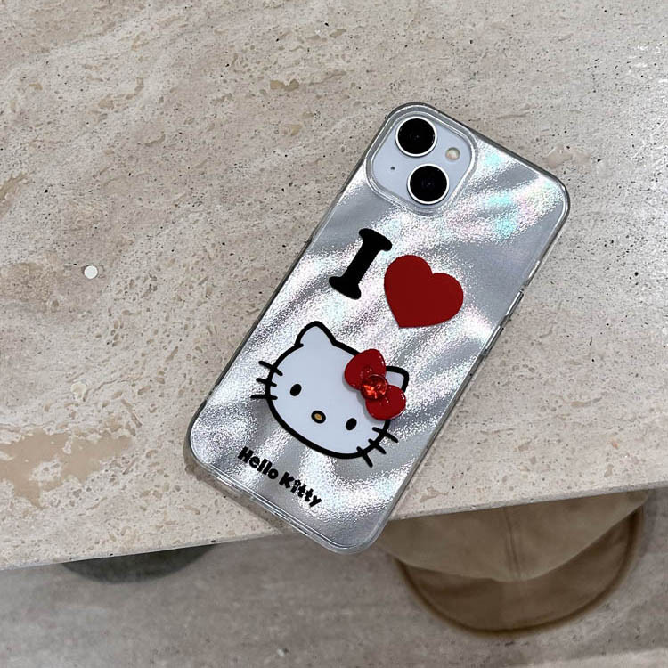 ปลอกปกแข็งเข้ากันได้กับ iPhone 11 12 12Pro 12ProMax 13 13Pro 13ProMax 14Pro 14ProMax 15 15Pro 15ProMax 16 16Pro 16ProMax Bow Kitty Pattern Case
