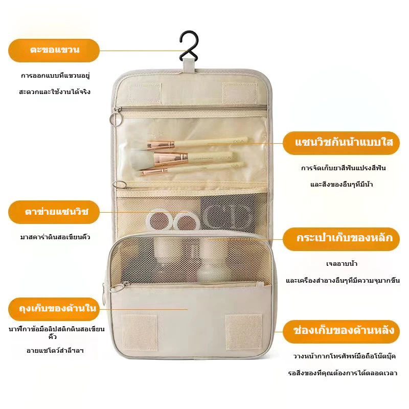 กระเป๋าอาบน้ำ เดินทาง พับได้ กันน้ำ กระเป๋าใส่เครื่องอาบน้ำ อุปกรณ์อาบ wash bag thumbnail 4