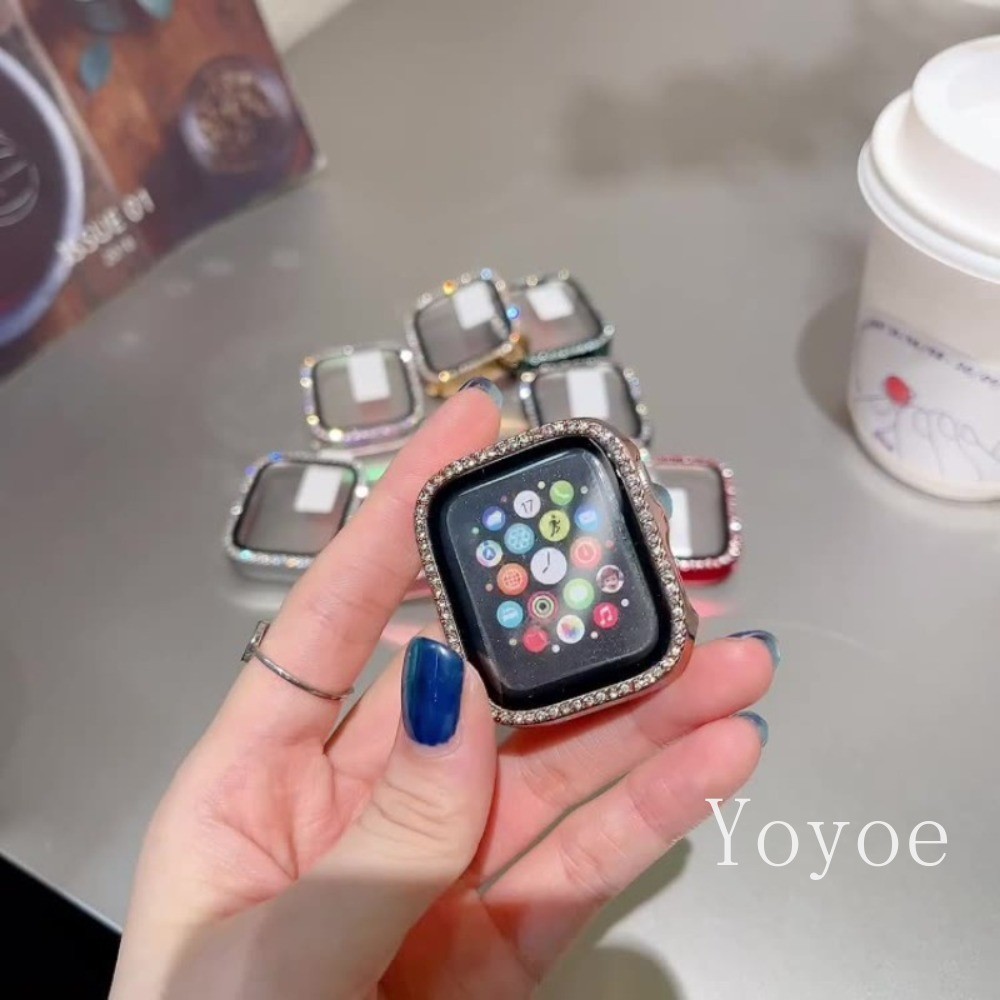 Bling สําหรับ Apple Watch Case Ultra 2 9 49 มม.44 มม.45 มม.41 มม.40 มม.42 มม.38 มม.เพชรกันชน + ป้องก