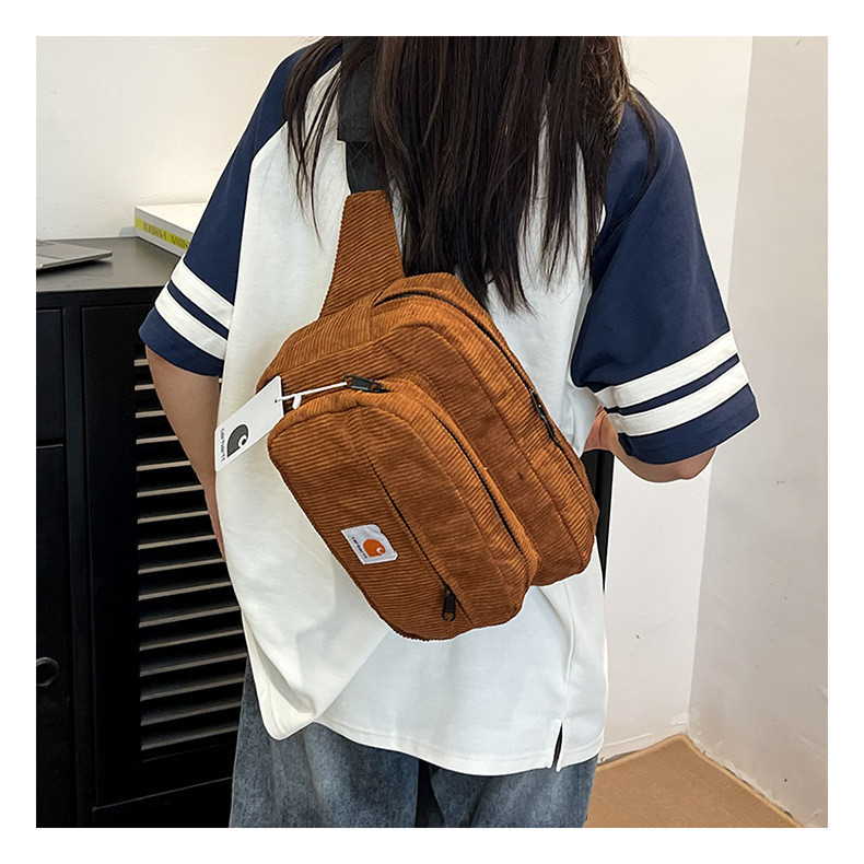 Carhartt Messenger Bag Corduroy กระเป๋าคาดหน้าอกความจุขนาดใหญ่กระเป๋าโทรศัพท์มือถือผู้ชาย
