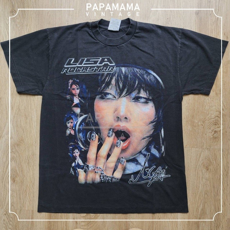 HOT LISA ROCK STAR 3 LLOUD BIO Washed tag Bootleg แท้ เสื้อวินเทจ ลิซ่า papamama vintage shirt เสื้อ