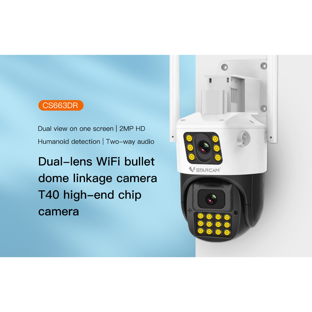 อัดเสียงได้ Vstarcam CS663DR CG663DR Wifi กล้อง IP  IP Camera ปลุกไซเรนติดตามอัตโนมัติไฟแฟลชกล้องวงจ