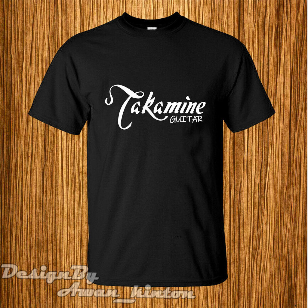 Mens Clothing Tshirt Takamine Guitar Logo สีดํา