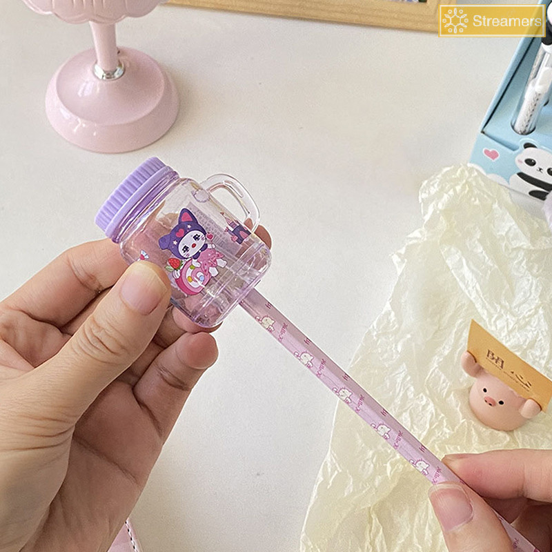 {Streamers} Sanrio น่ารักถ้วยชานมกบเหลาดินสอ Hello Kitty Kuromi Melody นักเรียนถ้วยกบเหลาดินสอเครื่องเขียนอุปกรณ์การเรียนใหม่