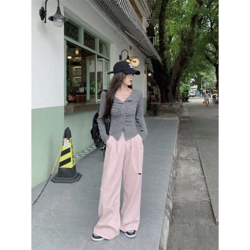 เสื้อคาร์ดิแกนแขนยาว คอปก ติดกระดุม สีพื้น thumbnail 10