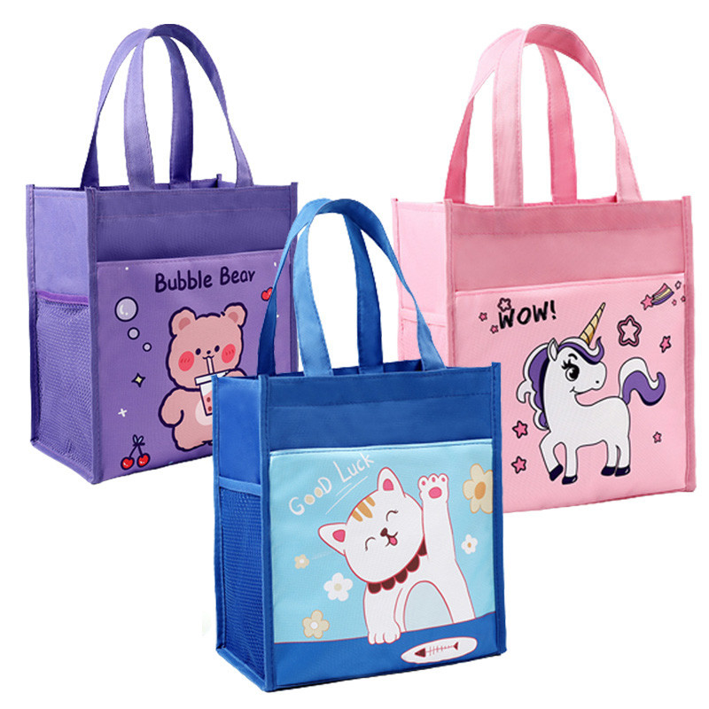 กระเป๋าผ้า ผ้าแคนวาส กระเป๋าถือ ลายการ์ตูน น่ารัก น้ำหนักเบา อเนกประสงค์ พร้อมกระเป๋าด้านข้าง