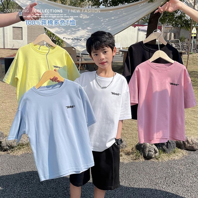 [Boy Tshirt] (10-37kg) เสื้อยืดแขนสั้นคอกลมผ้าฝ้ายสไตล์เกาหลีแฟชั่นพิมพ์ลาย Boy Top