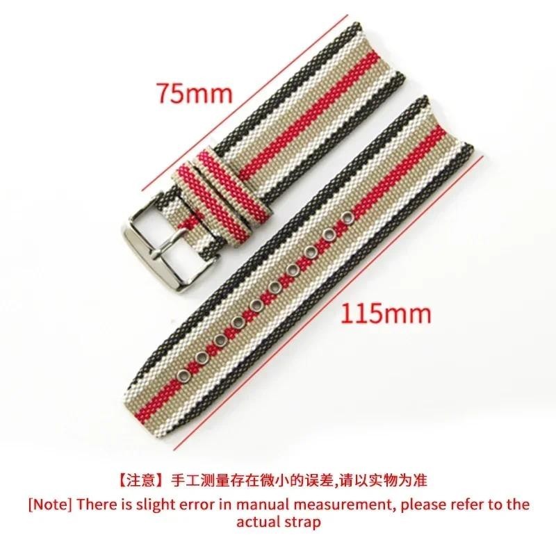 สายรัดไนลอนสําหรับ Burberry Bu7600 7680 กันน้ําเหงื่อหลักฐานลายหนังผ้าใบ Watchband อุปกรณ์เสริม 22 มม.สายรัดข้อมือ