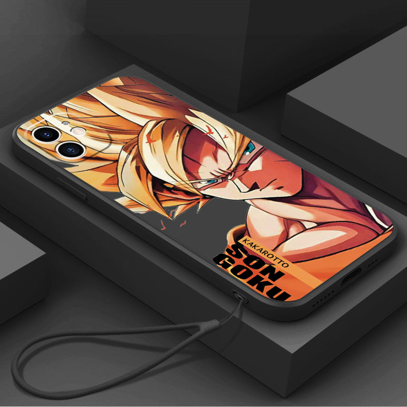 ปลอก iPhone 11 11 pro max iPhone 12 pro max เคสโทรศัพท์การ์ตูนอะนิเมะ Dragon Ball Goku พร้อมเชือกเส้นเล็กความงามซิลิโคน TPU Soft Shell ดีไซน์ใหม่กันกระแทกกรณี
