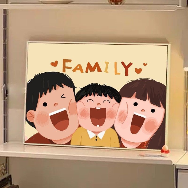 30x40x0.9 ซม. ภาพครอบครัวศิลปะน่ารัก ตกแต่งผนังห้องเด็ก ห้องนั่งเล่น ห้องนอน
