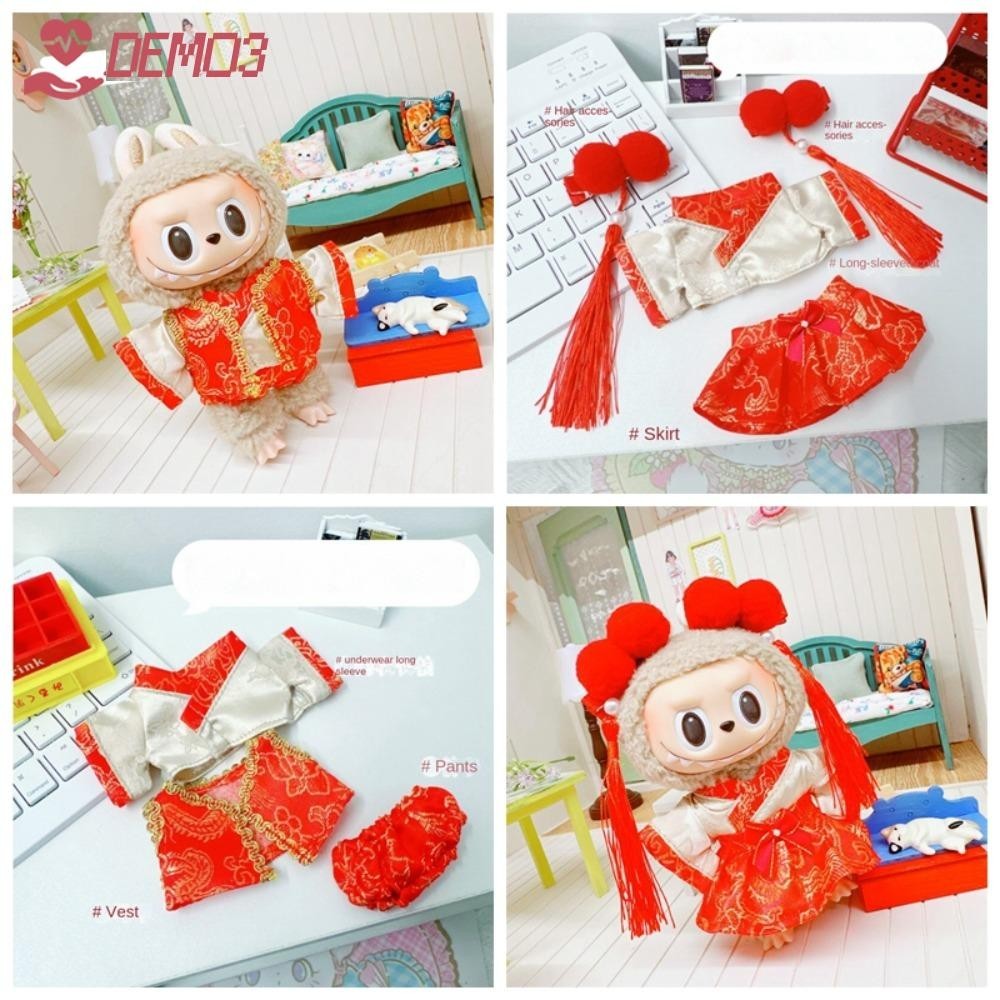 [DEMO3] เสื้อผ้าตุ๊กตา Labubu ชุดบอดี้สูทลาบูที่เปลี่ยนได้น่ารัก, การ์ตูน Kawaii Handmade Labubu Kimono สําหรับตุ๊กตา 17 ซม. Labubu