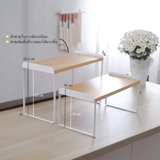 Omocha | (Wooden top) Storage metal rack shelf ชั้นวางของ ชั้นจัดระเบียบบนเค้าเตอร์ครัว สีไม้โอ๊ค