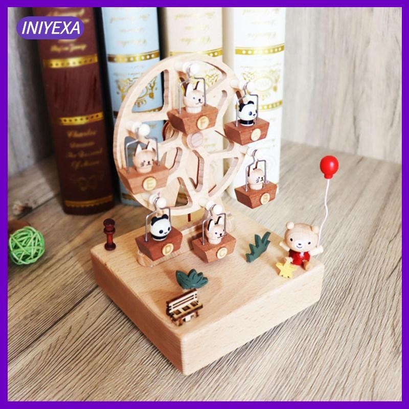 [Iniyexa] กล่องดนตรีกังหันลม กล่องดนตรีไม้ เคลื่อนไหวเพลง ของขวัญคริสต์มาส