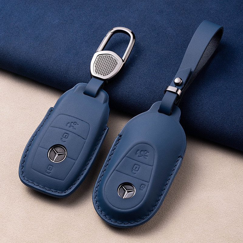 Mercedes-benz ผ้าไหมหนัง Grain Key Cover เหมาะสําหรับ GLC260L E-Class C-Class E300L S450L C200l GLS High-End รวมทุกอย่างกรณีที่สําคัญชาย