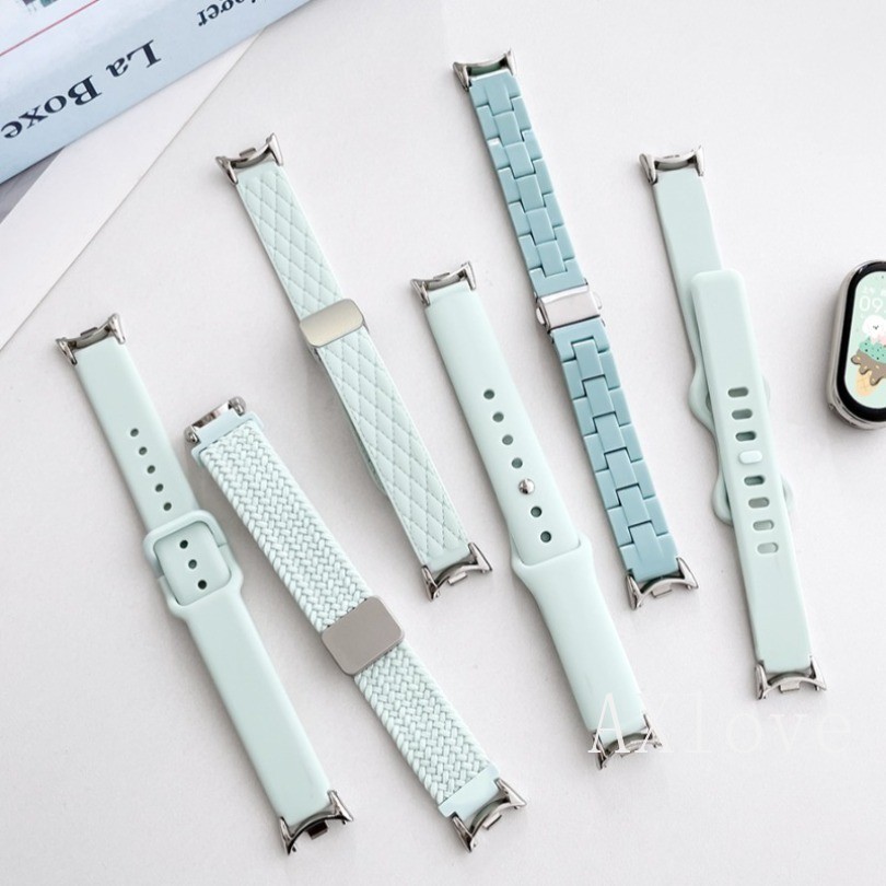 ฤดูร้อน Haze Blue Series สายซิลิโคนสําหรับ Xiaomi Mi Band 9 8 สร้อยข้อมือข้อมือ Miband 9/8NFC เปลี่ยนกีฬา Correa Band Watchband