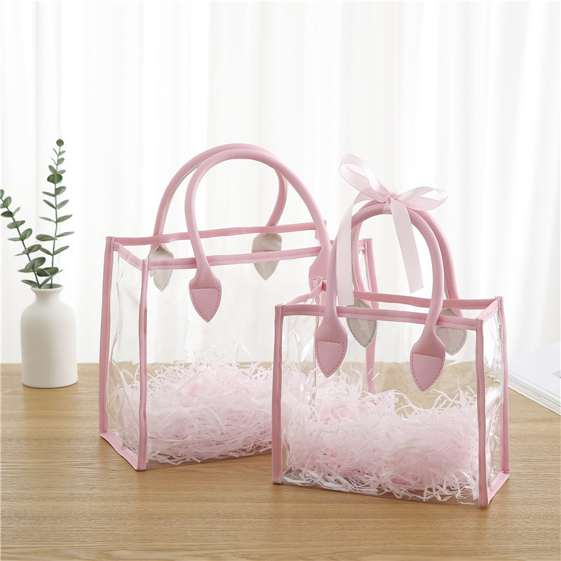 [CHEN] กระเป๋าใส pvc Tote Bag กระเป๋าช้อปปิ้งใสกระเป๋ากันน้ําประกอบถุงของขวัญขนมแต่งงานถุงของขวัญขายส่ง
