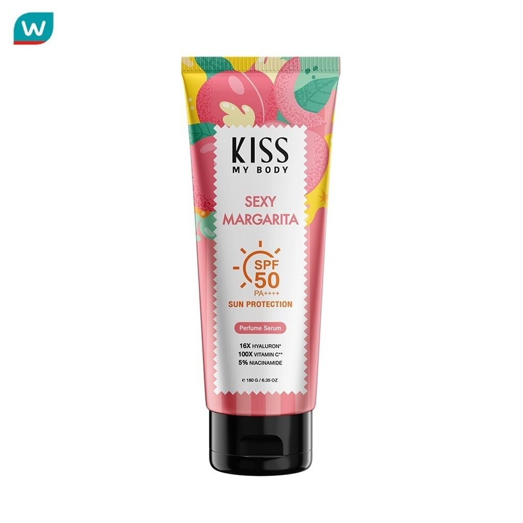 Kiss My Body คิส มาย บอดี้ ซัน โพรเทคชั่น เพอร์ฟูม เซรั่ม SPF50PA++++ เซ็กซี่ มาร์การิต้า 180 กรัม ราคา ถูกที่สุด ดีลบีเคเค