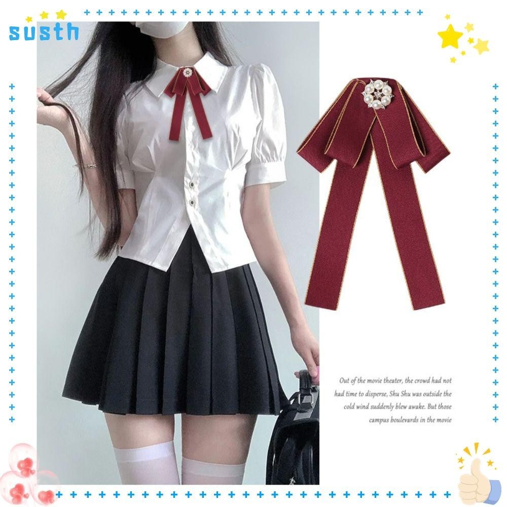 Susth หูกระต่าย, เครื่องประดับ Rhinestone เครื่องประดับเข็มกลัด Bowknot, Luxulry ของขวัญโลหะผสมคอตกแต่งเนคไทเสื้อคอปก