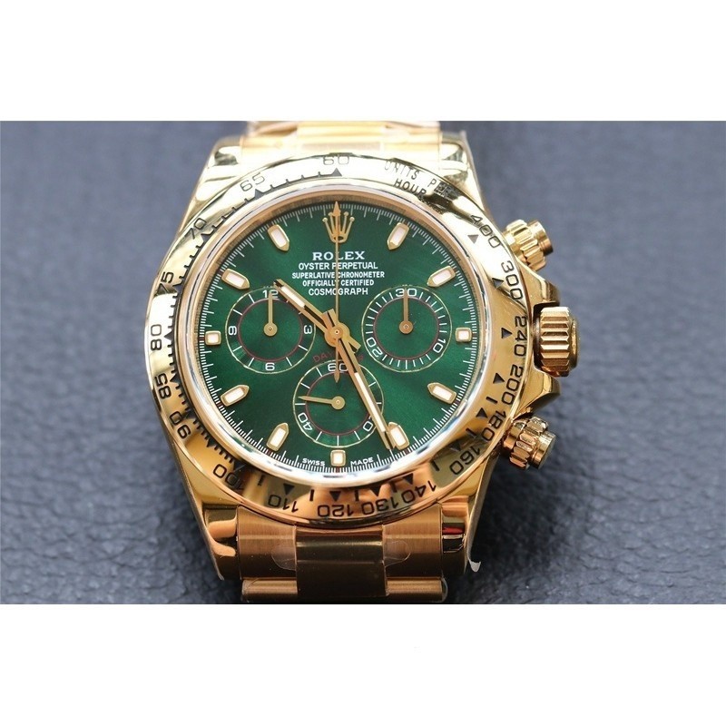 Rolex Daytona Watch Green Face Gold Shell นาฬิกา Rolex ผู้ชาย นาฬิกาอัตโนมัติ กันน้ําจํานําได้