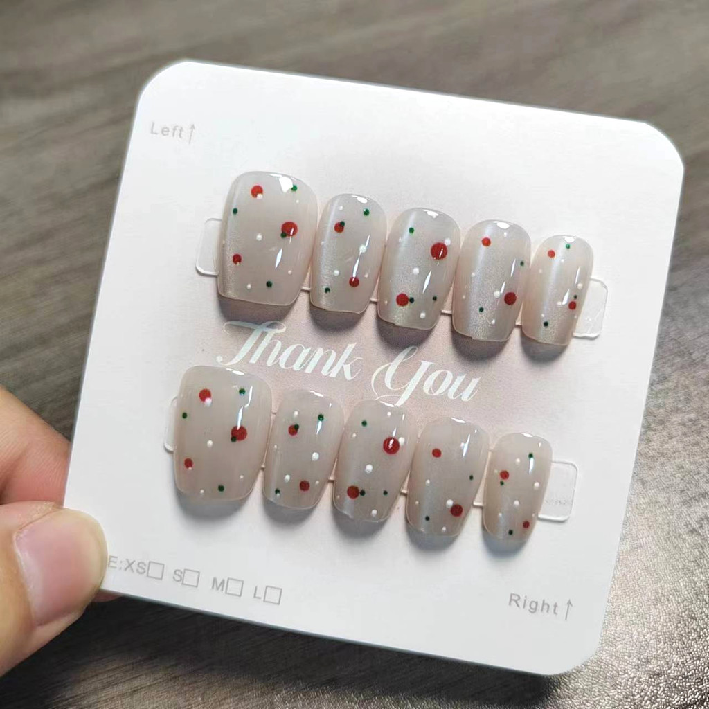 Cat Eye 10PCS Handmade กดเล็บเล็บปลอมพร้อมสติกเกอร์กาว M046 – โปรปัง
